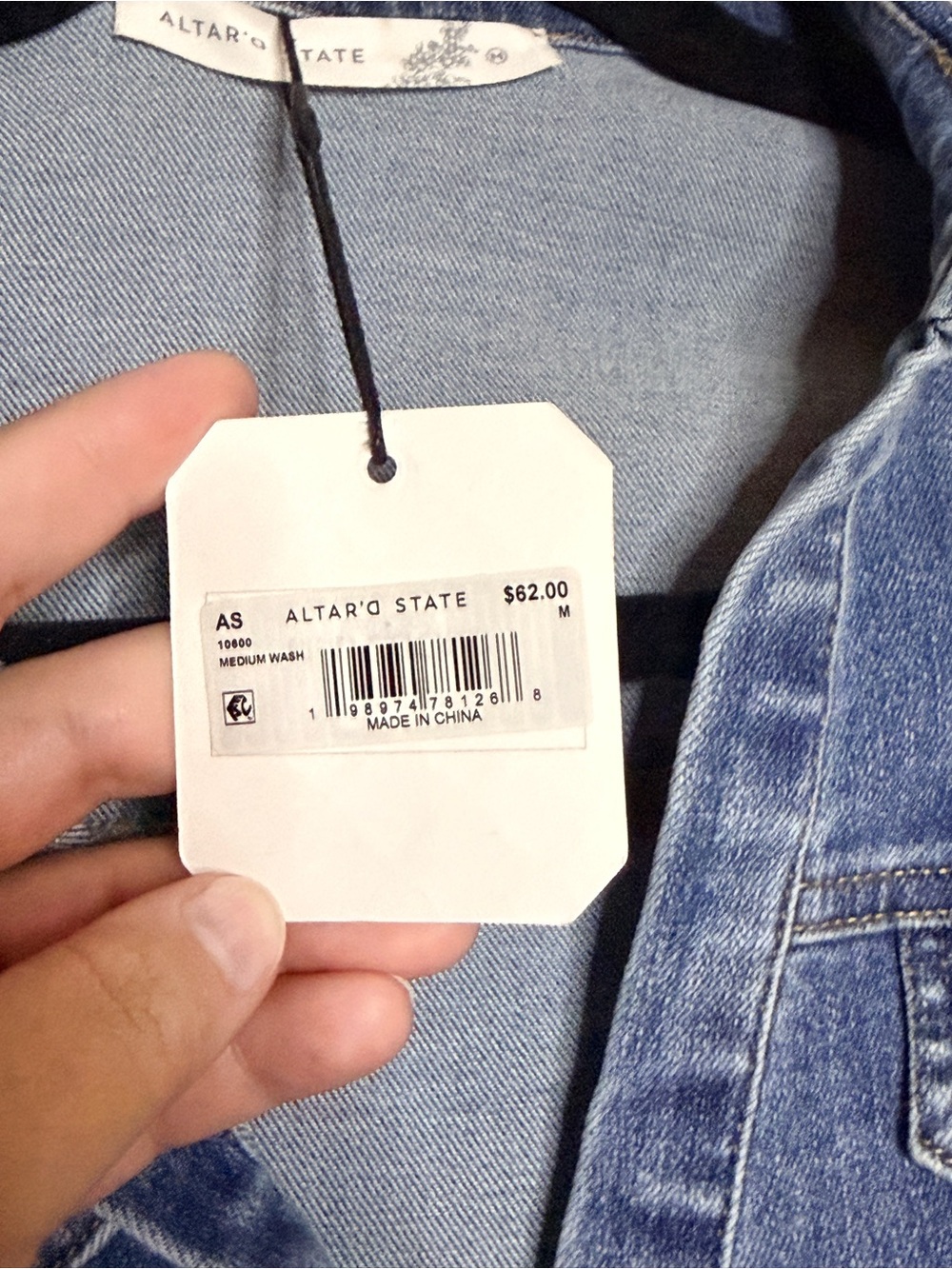 Altar'd State Crop Denim Button-Up - Picture 3 of 6
